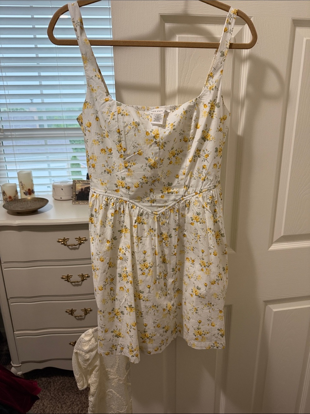 Altar'd State White Dress with Yellow Floral Print